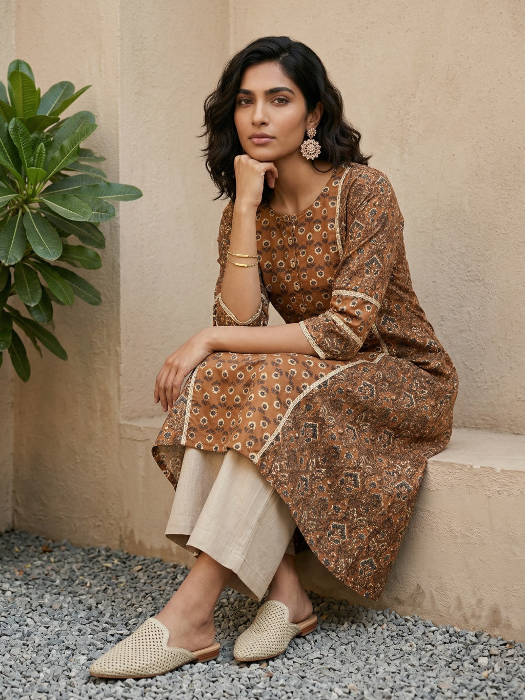 Mustard Aline kali Kurta with pocket