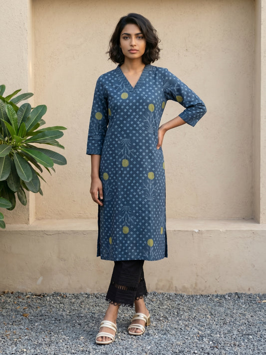 Blue Big Flower kurta