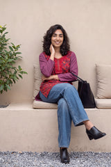 Pink Kanni embroidered short kurti