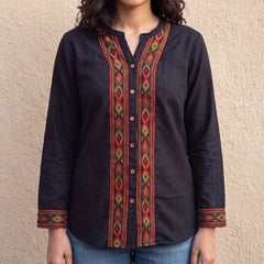 Black kullu patti woollen shirt