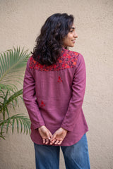 Pink embroidered woollen shirt
