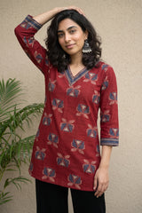 Maroon lotus short kurti