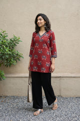 Maroon lotus short kurti