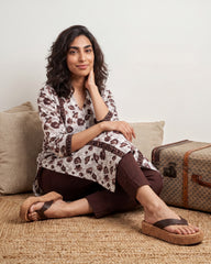 Brown Flower jaal kurta