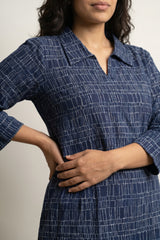 Indigo Geometric collar short Kurti