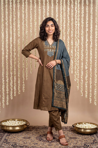 Mehendi green Digital printed full suit set