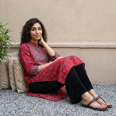 Red ban neck Yoke kurta