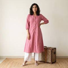 Rose Pink Aline kurta with Pockets