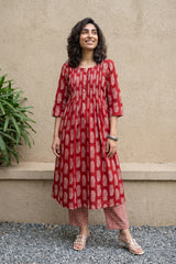 Maroon ambi pintucks coord set