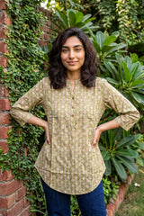 Lime green Ban neck short kurti