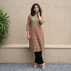 Sea Green ban neck Yoke kurta