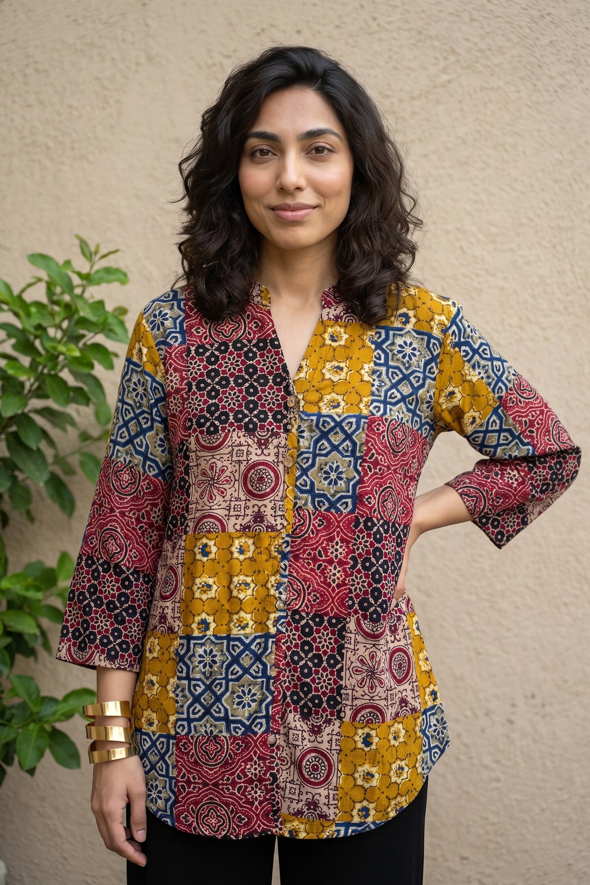 Multi patchwork print shirt