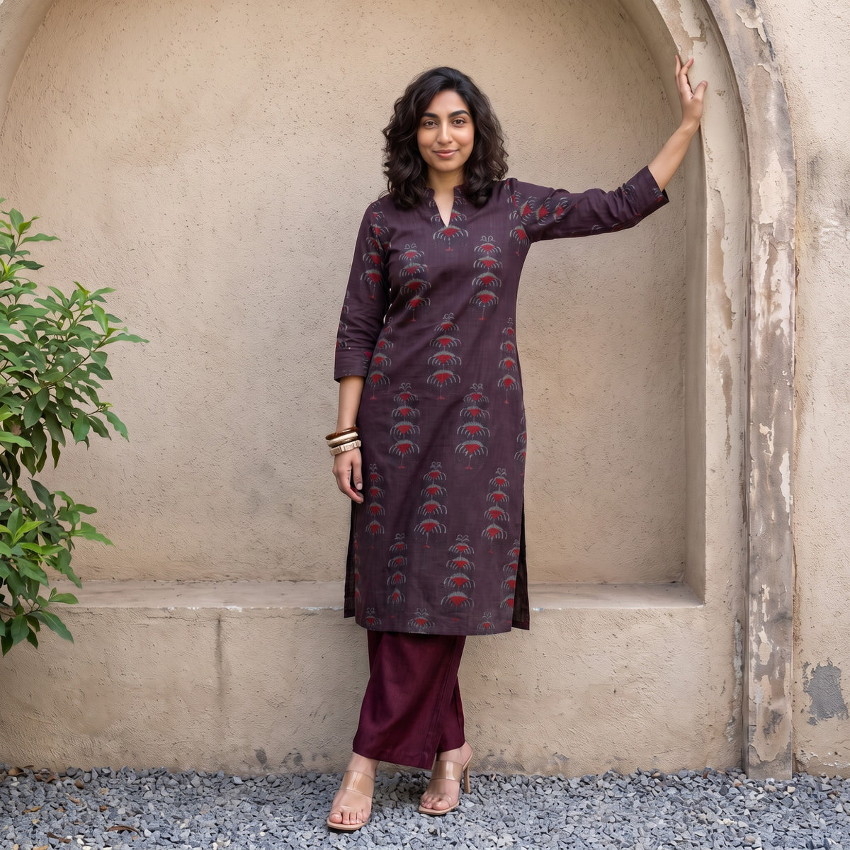 Dark Brown abstract kurta