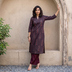 Dark Brown abstract kurta