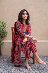 Maroon Yoke leaf Aline Full Suit Set