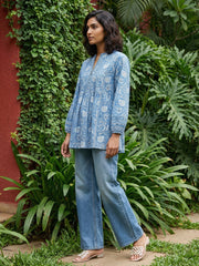 Blue Floral A-line top