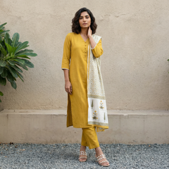 Mustard solid suit set