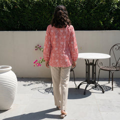 Peach Floral A-line Top