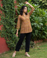 Lime Green Buta A-line Top