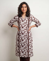 Brown Flower jaal kurta