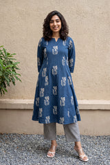 Blue Big buta coord set