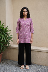 Onion pink jaal short kurti