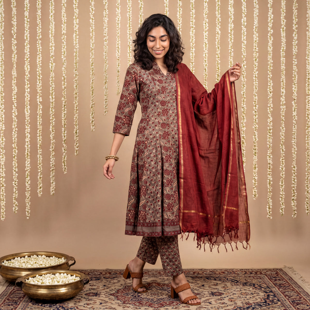 Brown kali Aline full suit set