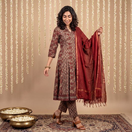 Brown kali Aline full suit set