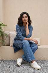 Indigo small square Short kurti