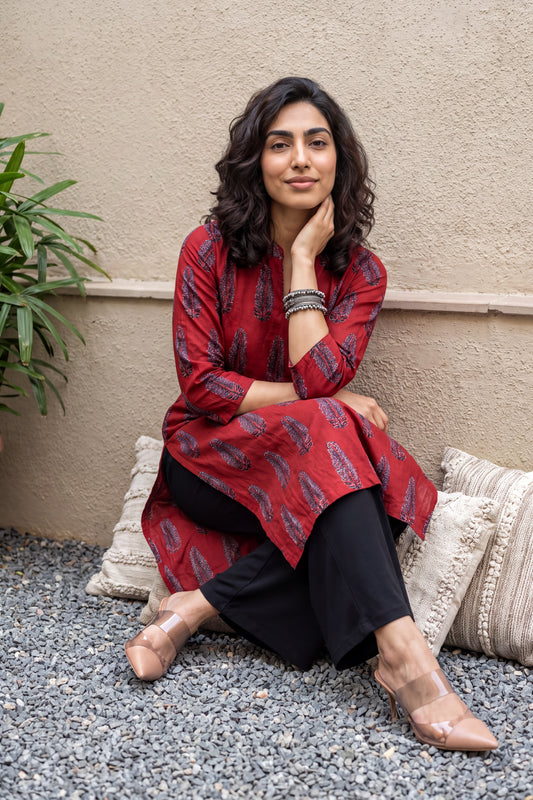 Maroon Tree kurta