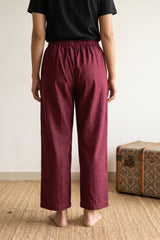 Maroon slub cotton palazzo