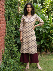 Cream barfi Kurta