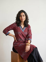 Maroon bird kurta