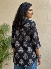 Black ajrakh tulip shirt