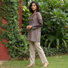 Digital print muslin silk Top with yoke