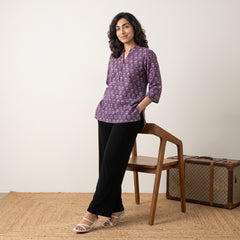 Purple buta short kurti