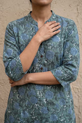 Sea Green floral jaal short kurti