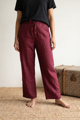 Maroon slub cotton palazzo