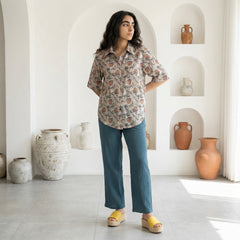 Grey Floral Rayon top