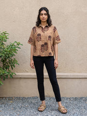 Brown Big Flower Shirt