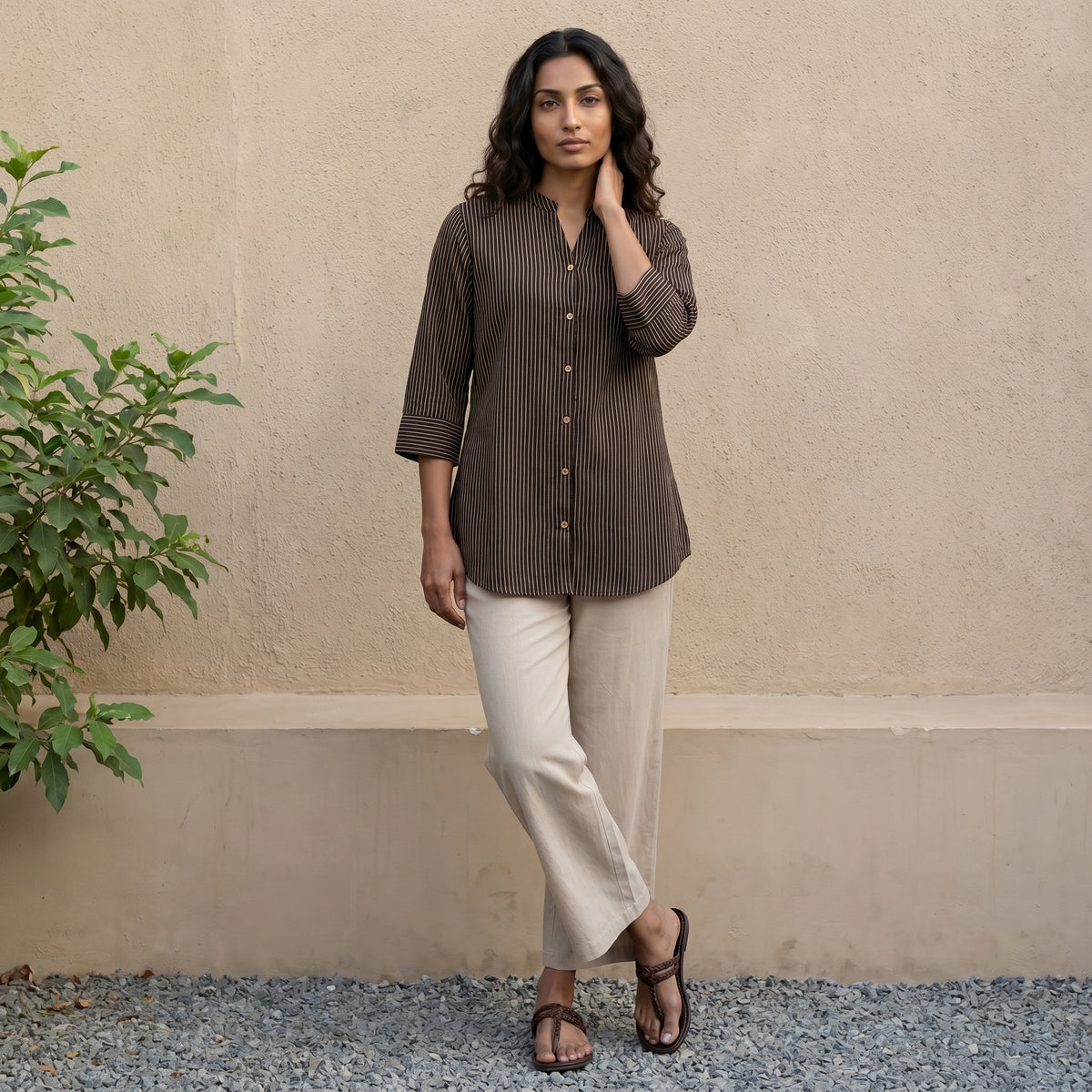 Basic ajrakh Lines shirt