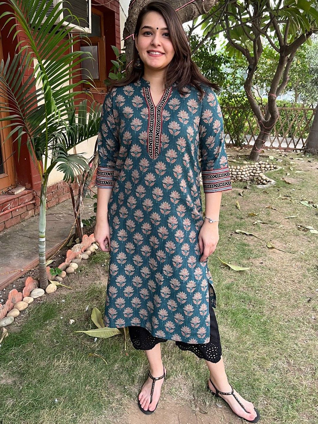 Peacock Kantha kurta
