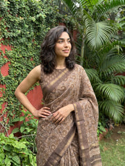 Brown chanderi saree