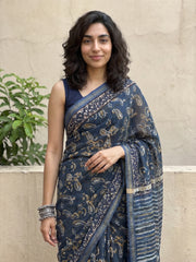 Indigo Ambi Chanderi saree
