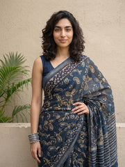 Indigo Ambi Chanderi saree