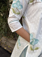 Ambar Blue Panelled Floral full suit set