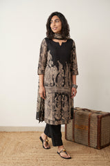 Black kalamkari Kota doria suit set