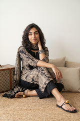 Black kalamkari Kota doria suit set