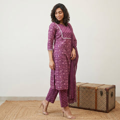 Dark Pink floral  Suit Set