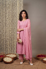 Rose pink Lucknowi Full suit set